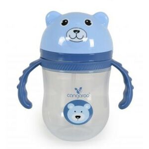 Cangaroo Berry 240ml kék baba itatópohár fogantyúkkal és maci fedővel - Itatópohár, pohár
