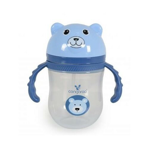 Cangaroo Berry 240ml kék baba itatópohár fogantyúkkal és maci fedővel