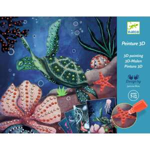 Set de pictură 3D Djeco Abysses, 4 ilustrații cu tematică oceanică de decorat cu vopsea 3D, pentru copiii cu vârsta de 7-12 ani - Djeco Jocuri si jucarii creative
