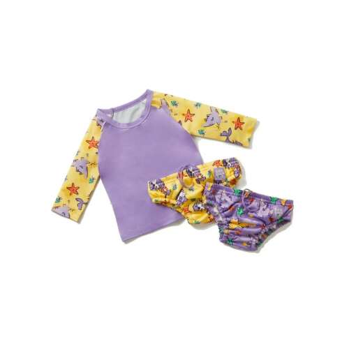 Bambino Mio Sand Squad baba fürdőruha szett újrafelhasználható úszópelenkával és fürdő pólóval, 2-3 éves