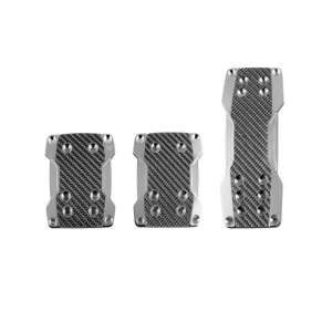 Strieborná a karbónová sada pedálov do auta pre plyn, brzdu a spojku - Pedály do áut