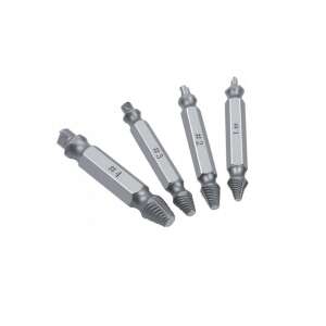 4 piece screw extractor set, 5 cm, for removing stripped screws - Bit head