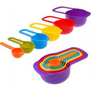 6 piece colorful plastic measuring cup set for kitchen, measuring spoons and cups, ml, teaspoon, tablespoon, cup - Other Measuring Tool