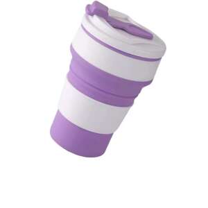 Lila szilikon összecsukható utazós bögre, 350 ml - Műanyag pohár