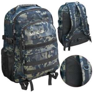 Baracuda B13 KAMO fishing backpack, collage showing front and back views, and details of the back panel - Fishing Bag & Rod Holdall