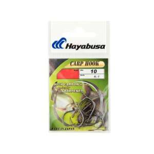 Hayabusa K-1 Carp Hooks, 10 pack, size 8, high carbon steel, chemically sharpened, made in Japan - Fishing Hook
