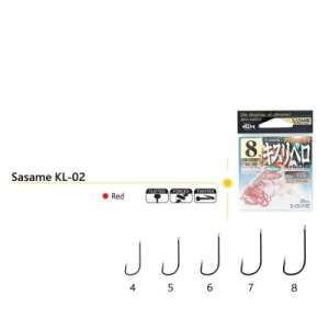 Sasame KL-02 fishing hooks, sizes 4-8, red, 20 hooks per pack - Fishing Hook