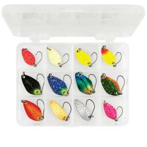 Set of 12 fishing lures in various colors and sizes, perfect for catching fish - Spinner & Spoon