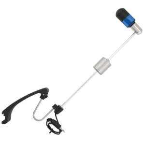 Blue SW19 fishing bite alarm with counterweight, jack plug, and adjustable arm - Bite Alarm