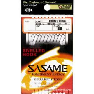 Sasame Keiryu U01208 black nickel fishing hooks, size 10, 10 pieces, 80 cm, 0.14 mm - Fishing Hook