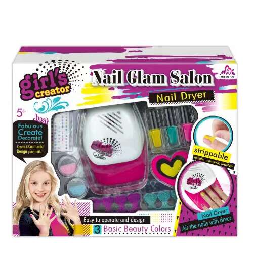 Girl's Creator Köröm Szalon Készlet, tartalmaz körömlakkot, köröm díszítő tollat, körömszárítót és köröm díszeket