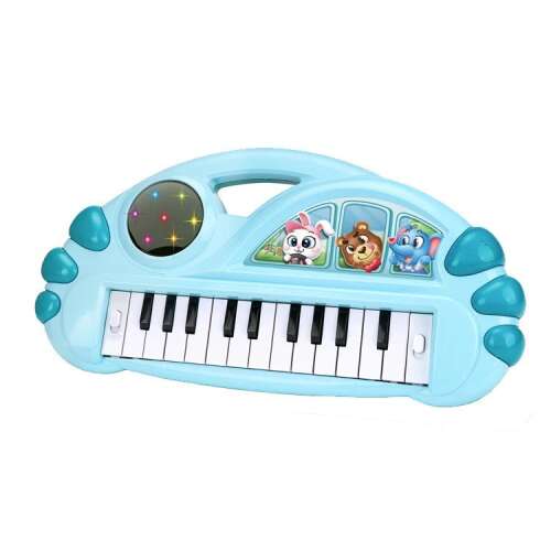 Kék játék billentyűzet fényekkel és állatfigurákkal, 34,5cm, Little Pianist