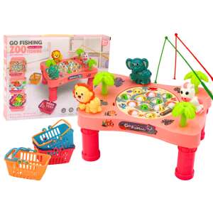 Go Fishing Zoo Angelspieltisch, rosa Tisch mit Tierfiguren, 3 Angelruten, 12 bunte Fische, 3 Körbe, für Kinder ab 3 Jahren - Babywalker, Lauflernhilfen und Entwicklungsspiele für Kleinkinder