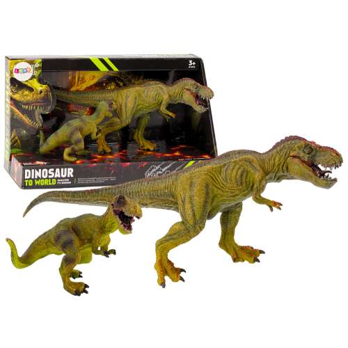 Dinosaur To World Tyrannosaurus Rex dinoszaurusz figurák készlet, 2 db, felnőtt és baba T-Rex, valósághű részletek, zöld, játékkészlet, gyűjthető