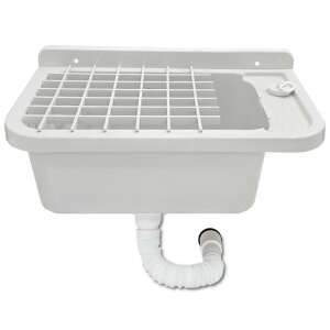 CR.smart Itali 2051B fehér műanyag falra szerelhető mosdó lefolyóval és ráccsal - Kerti kút és csap