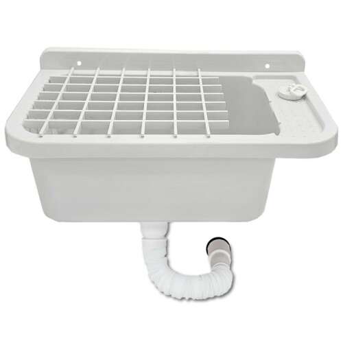 CR.smart Itali 2051B fehér műanyag falra szerelhető mosdó lefolyóval és ráccsal