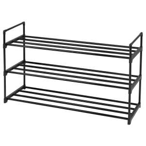 Cipősszekrény, fekete, 3 polccal