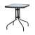 ModernHome 60cm square glass garden table with black metal frame, perfect for small patios or balconies
