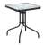ModernHome 60cm square glass garden table with black metal frame, perfect for small patios or balconies
