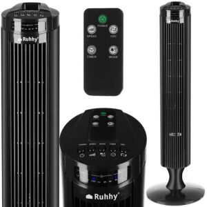 Ruhhy 23355  Nagy Oszlopventilátor időzítővel, távirányítóval, 50W, 84x28 x28cm, fekete