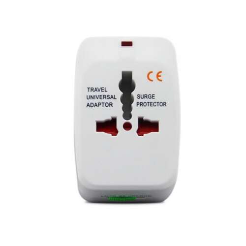 Adaptor de călătorie universal cu protecție la supratensiune, compatibil cu mai multe tipuri de prize
