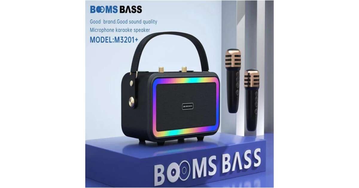 Booms Bass Outdoor Bluetooth Karaoke Speaker with 2 Microphones