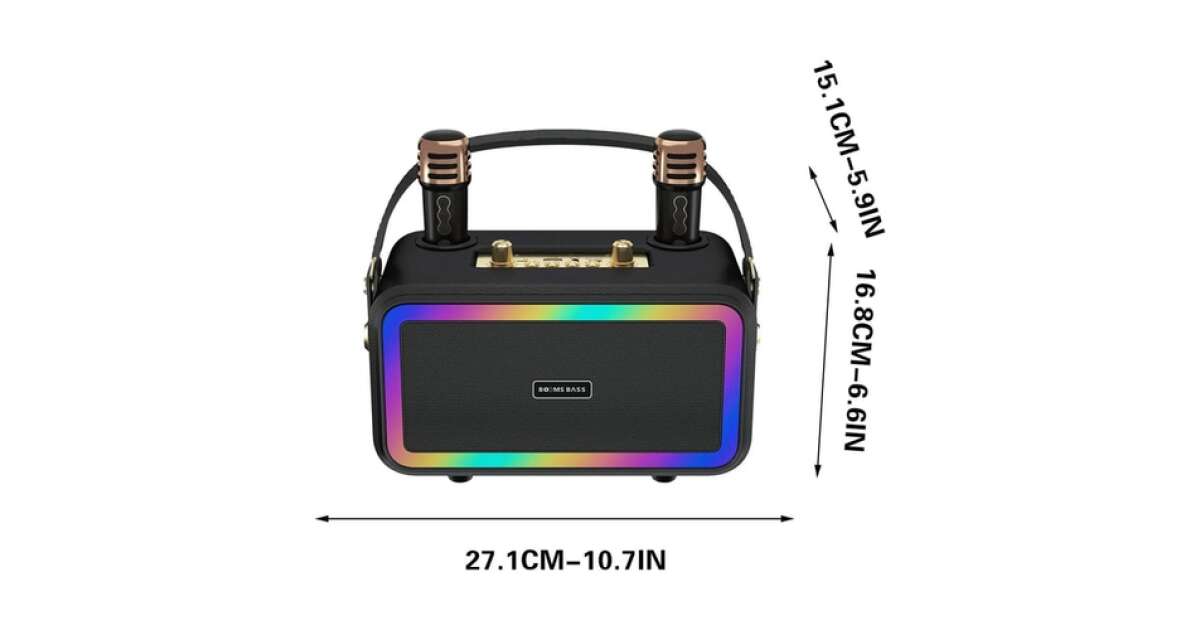 Booms Bass Outdoor Bluetooth Karaoke Speaker with 2 Microphones