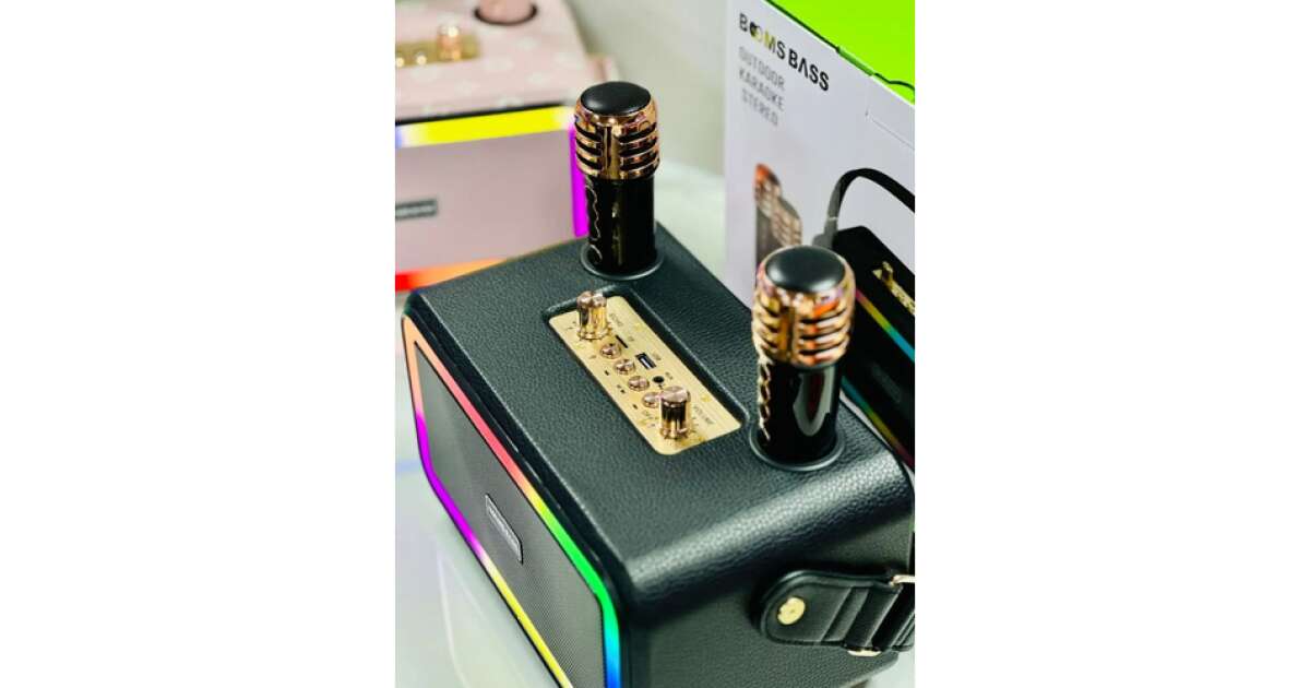 Booms Bass Outdoor Bluetooth Karaoke Speaker with 2 Microphones