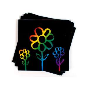 PlayBox Kaparós papír szett, 100 db, fekete kaparós papír szivárványos mintákkal, 15x15cm - Playbox