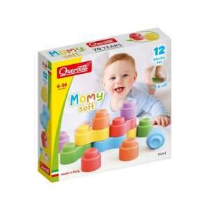 Set de 12 blocuri de construcție moi Quercetti Momy Soft pentru bebeluși, ideal pentru stivuire și construcție, sigur și colorat - Quercetti Jocuri de constructie - Lego