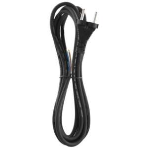 EMOS 3 méteres fekete gumi tápkábel dugóval - Szerelt hálózati kábel