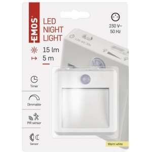EMOS LED éjjeli fény mozgásérzékelővel, meleg fehér, 15 lm, 5 m hatótávolság, időzítő, fényerőszabályozó, PIR érzékelő, érzékelő - Irányfény