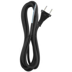 EMOS 3 méteres fekete gumi vezeték dugóval - Szerelt hálózati kábel