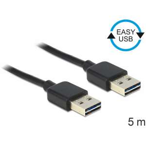 Delock EASY-USB 2.0 A-A kábel, 5 méter, fekete - USB kábel