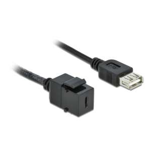 Delock Keystone modul, USB 2.0 C-típusú csatlakozóhüvely > USB 2.0 A-típusú csatlakozóhüvely, kábellel - USB kábel