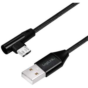 Logilink USB 2.0 kábel, fekete, 0,3m, szögletes micro USB csatlakozó - Logilink
