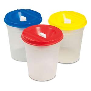 Galt 3 Non-Spill Pots, set of 3 paint pots with lids, for use with paints and water - Brush holder