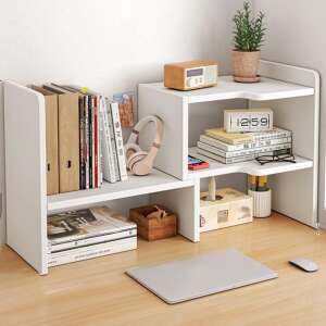 Fehér asztali polcos tároló 3 polccal, tökéletes könyvek, irodaszerek és egyéb dolgok rendezéséhez - BeComfort