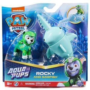 Mancs Őrjárat Aqua Pups Rocky és Fűrészhal figura, gyűjthető játék gyerekeknek - Spin Master