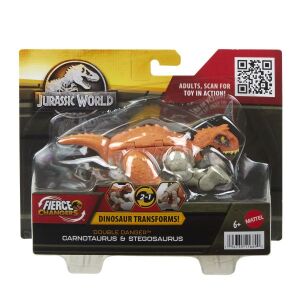 Jurassic World Fierce Changers Carnotaurus & Stegosaurus 2-in-1 Transforming Dinosaur Toy - Mattel