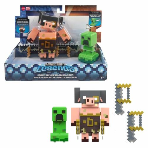 Minecraft Legends Creeper vs Piglin Bruiser Action Figure Set by Mattel