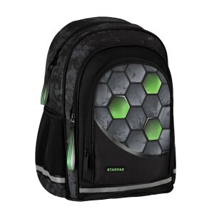 Starpak Dark Ball ergonomická školská taška s futbalovým dizajnom, čierny batoh - Starpak