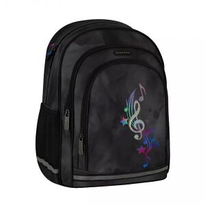 Starpak Music School Backpack, Ergonomic Design, Black with Rainbow Music Notes - Starpak