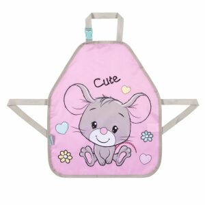 Bambino rózsaszín gyerek kötény aranyos egér mintával, festő és kézműves kötény - St. Majewski