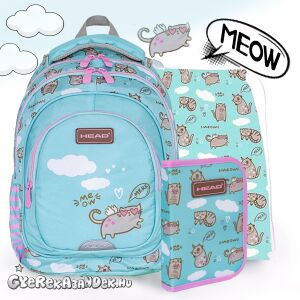 HEAD Meow cat themed school bag set, 39 cm backpack with pencil case and gym bag - School bag set