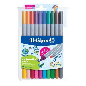 Pelikan Colorella Twin filctoll készlet, 10 db kétvégű filctoll 20 színnel, rajzoláshoz és színezéshez - Rajzeszköz