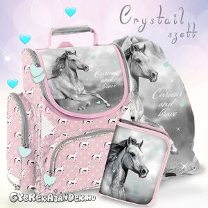 Paso Crystail lovas iskolatáska szett lányoknak, hátizsákkal, tolltartóval és tornazsákkal - Paso