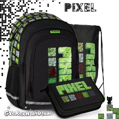 Starpak Gamer Pixel Iskolatáska szett: hátizsák, tolltartó, tornazsák