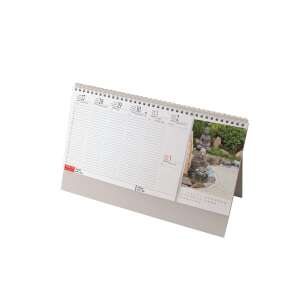 Realsystem 2024-es asztali naptár heti beosztással, 320mm x 155mm, fehér lapokkal, állvánnyal, meditációs mintával - REALSYSTEM