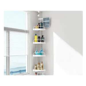 Sarok zuhanypolc szervező állítható feszítő rúddal és törölközőtartóval. - Kényelmi eszköz